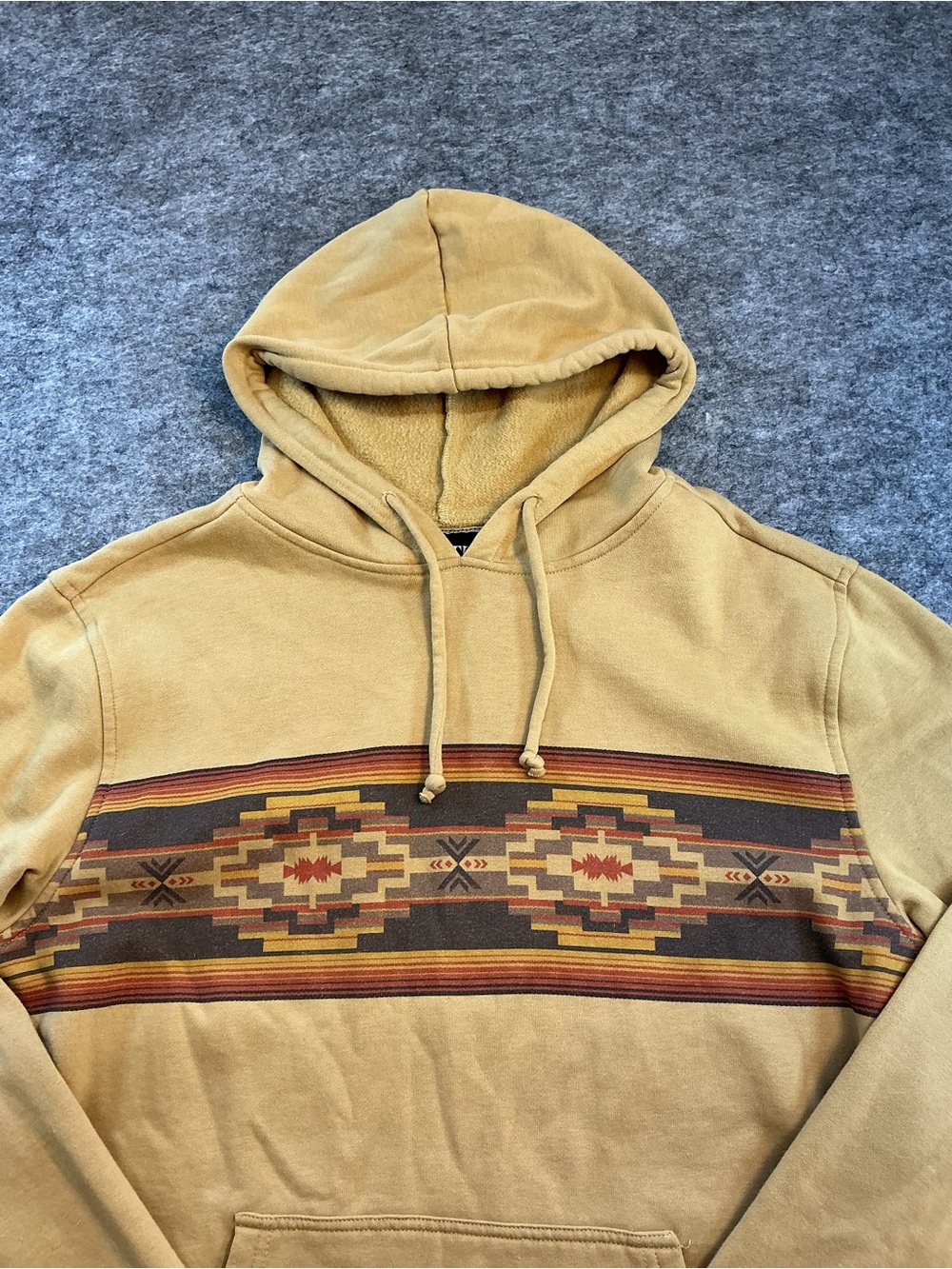 Outback Trading Company Men's Mustard Hoodie with Southwestern Stripe Size M - Picture 2 of 4